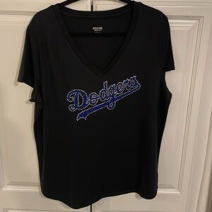 Dodgers vneck women’s bling tee new XXL